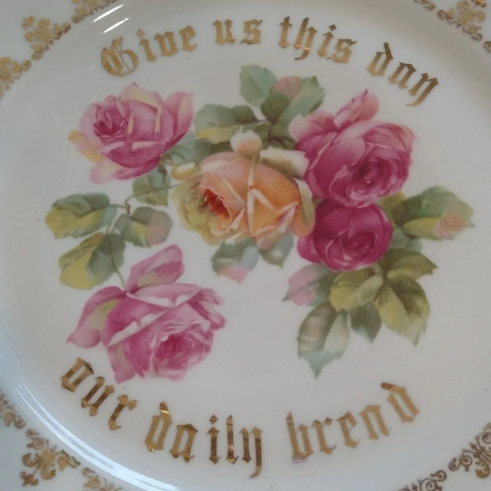 Hand-painted German porcelain roses dish plate tray 11